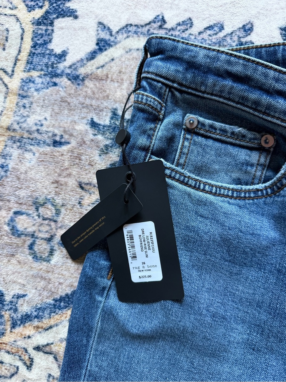 rag & bone Medium Blue Low-Rise Boyfriend Jeans - Picture 4 of 6